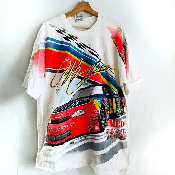 Vintage '96 Jeff Gordon Nascar T-Shirt Sz XL DuPont Racing "Finish First" - Picture 1 of 12